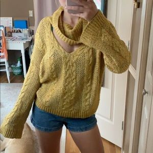 SOLD UO Cowl Neck Yellow sweater